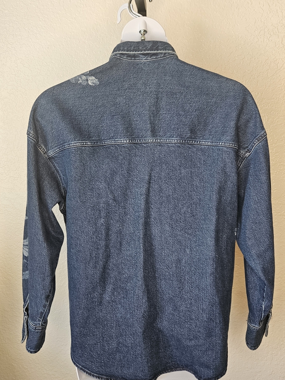 Denim Floral-Print Button-Up Shacket - Picture 3 of 5